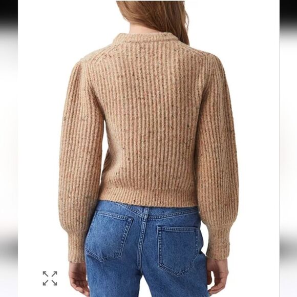 French Connection Natalya Ribbed Wool Blend Sweater Tan Size XS - Picture 2 of 8
